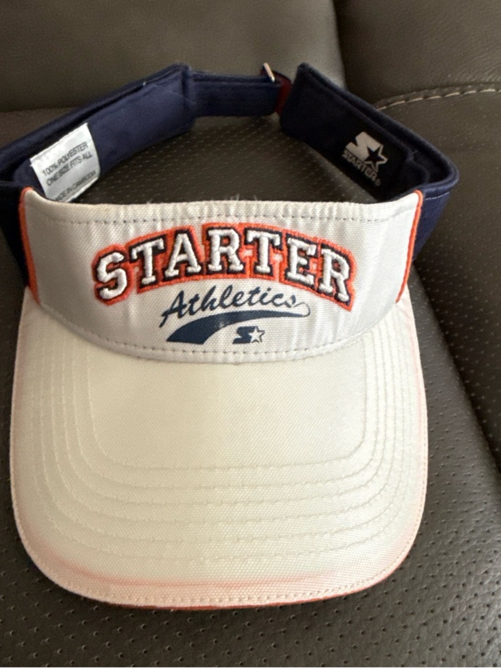 STARTER White and Navy Embroidered Athletic Visor